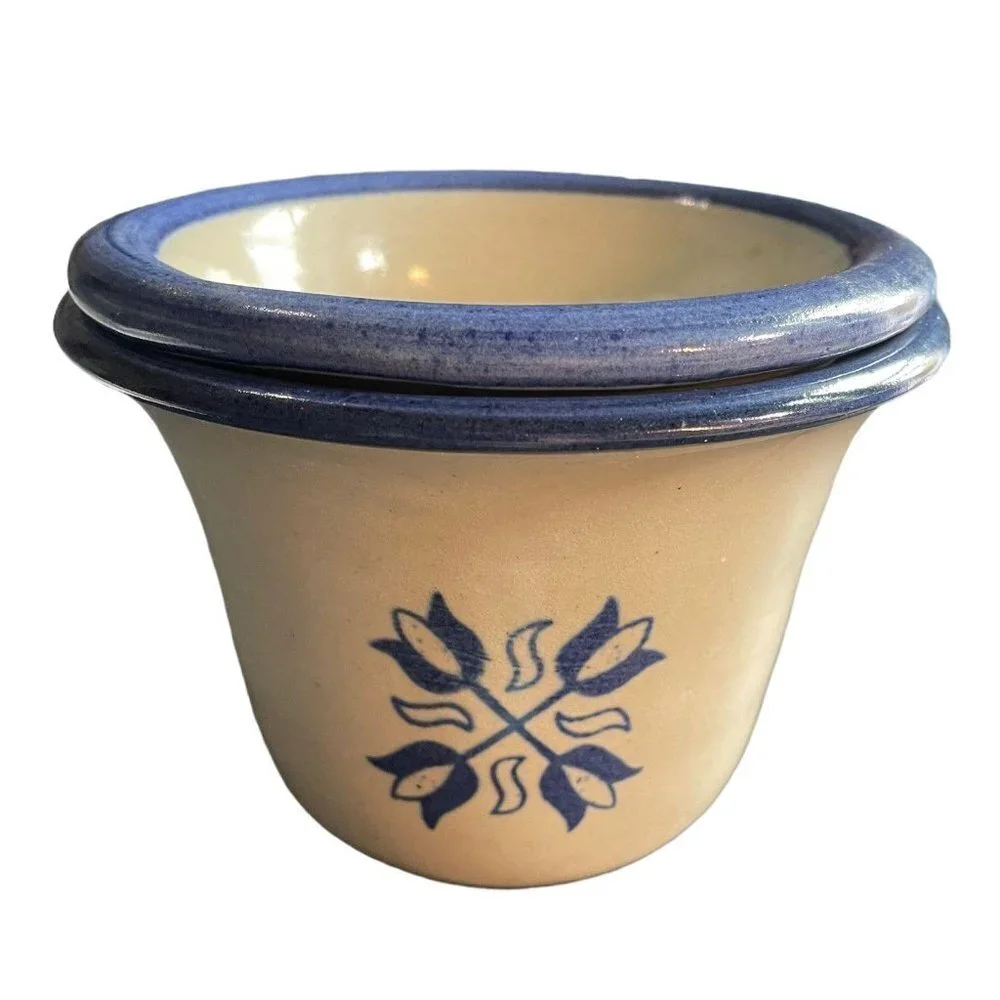 Brinker Pots Pottery Bowls Crock Cobalt‎ Blue Tulip